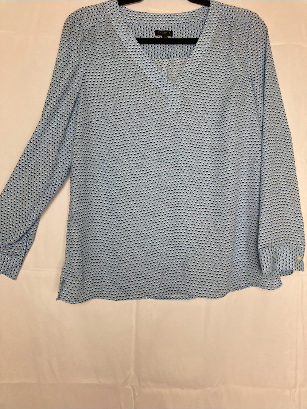 Talbots Petites Light Blue Polka Dot Top